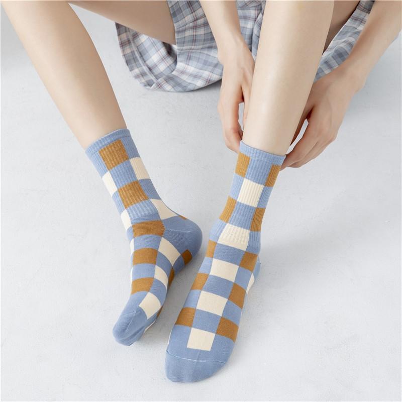 Combo Tất nữ thời trang trẻ trung nhiều màu sắc hoạ tiết caro dễ thương và ngắn cổ bèo họa tiết mặt cười-TO68