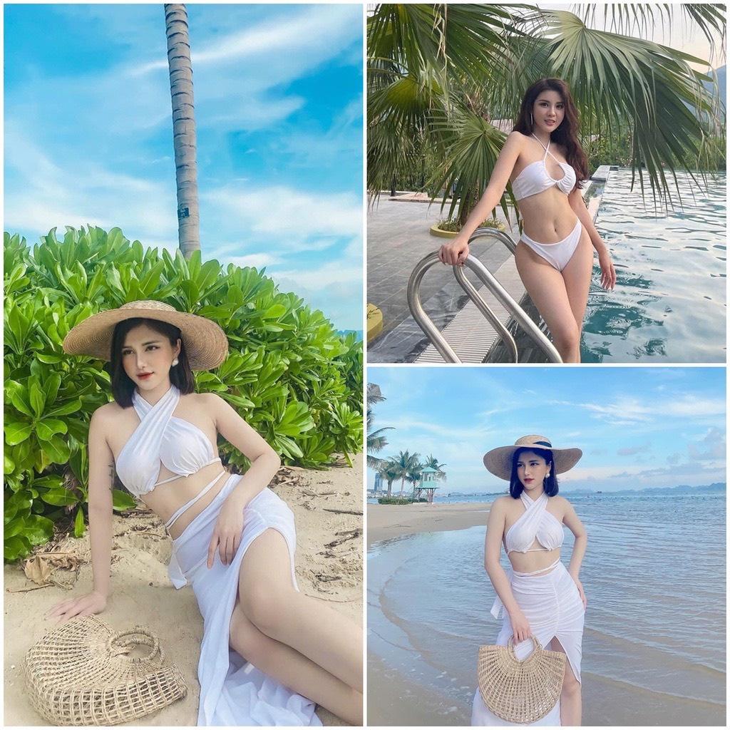 Set bikini 3 chi tiết kèm váy đi biển đồ bơi nữ đẹp cao cấp BMHM-015