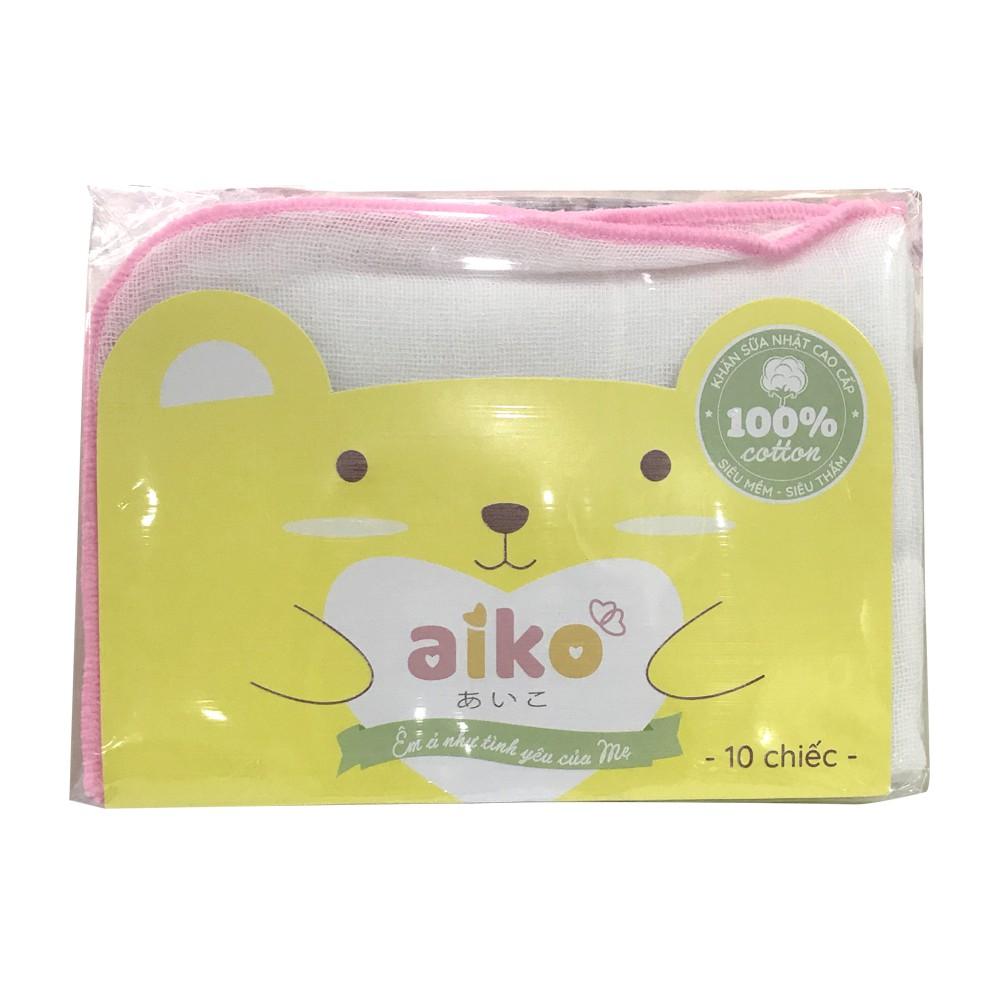 KHĂN SỮA XUẤT NHẬT 3 LỚP AIKO 25X35 (10 CÁI/TÚI) - MÀU VIỀN KHĂN NGẪU NHIÊN