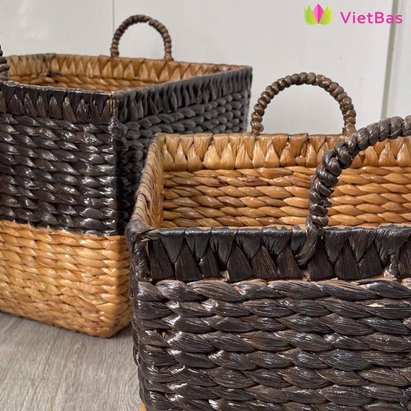 Giỏ luc bình đựng đồ VIETBAS hình thang có quai MAU7