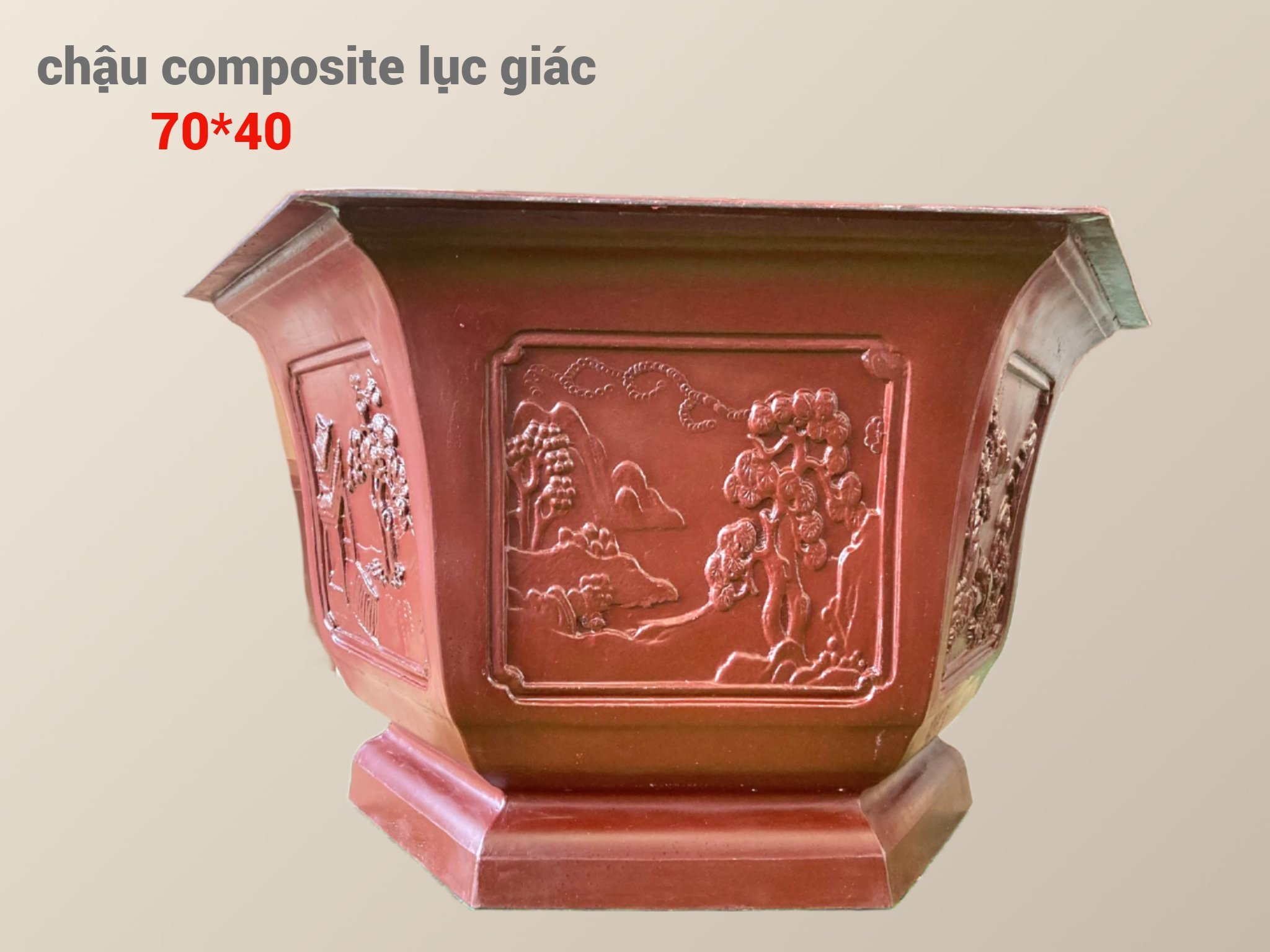 Chậu composite LỤC GIÁC 70*40cm trồng cây cảnh siêu bền