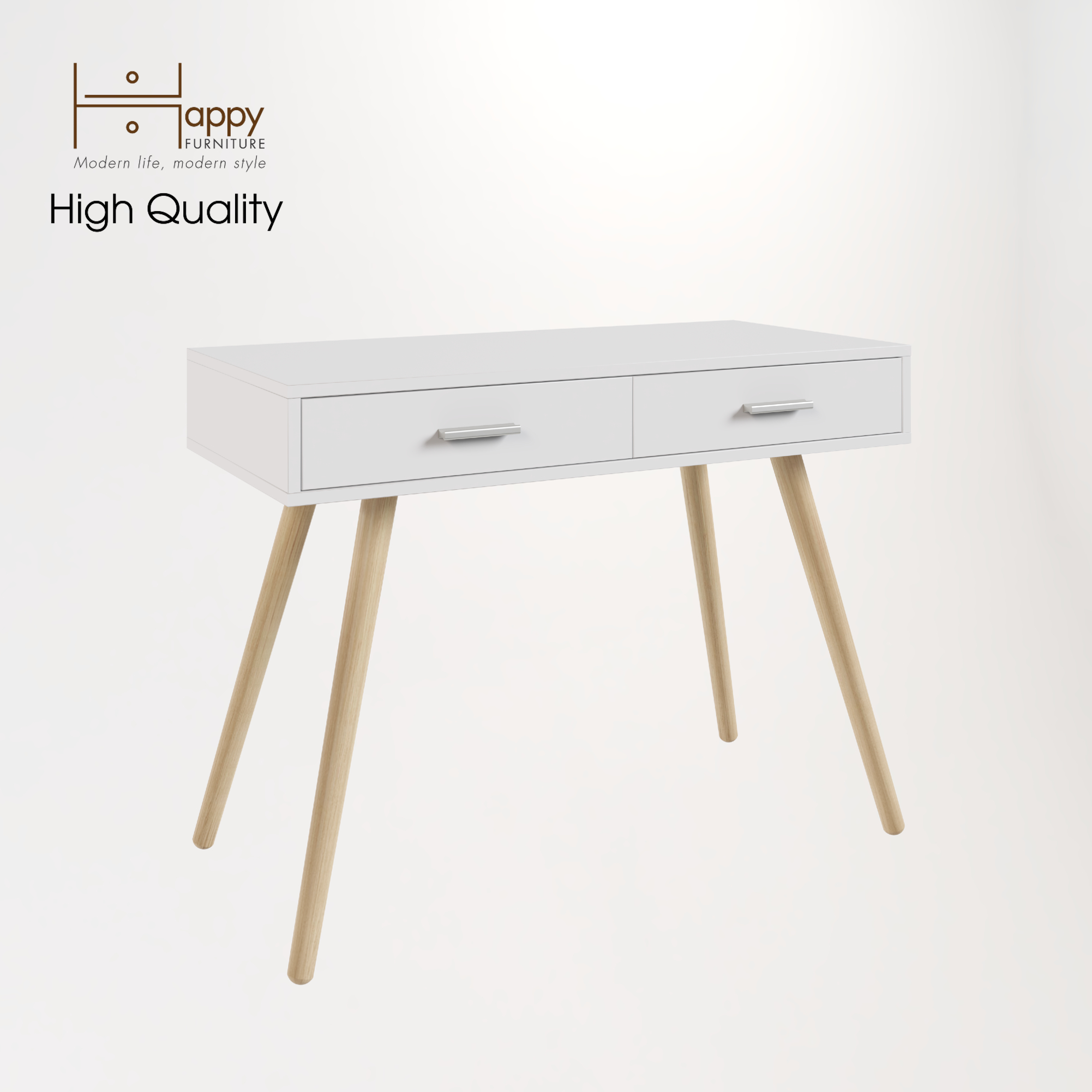 [Happy Home Furniture] OSRI, Bàn trang điểm 2 ngăn kéo - chân gỗ chéo ,  100cm x 45cm x 75cm ( DxRxC), BAN_004