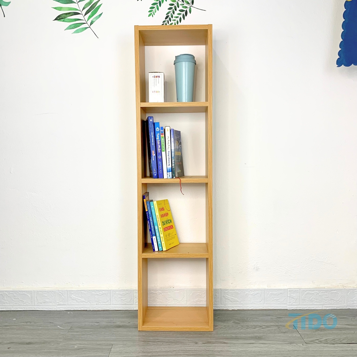 Kệ Gỗ Tổ Ong Đựng Đồ Đa Năng Tido Kệ Sách Nhiều Tầng Chất Liệu Gỗ Mdf Phủ Melamine Chống Nước, Dễ Dàng Lắp Đặt - Màu Vàng Vân Gỗ - 4 Tầng D30Xr20Xc120Cm