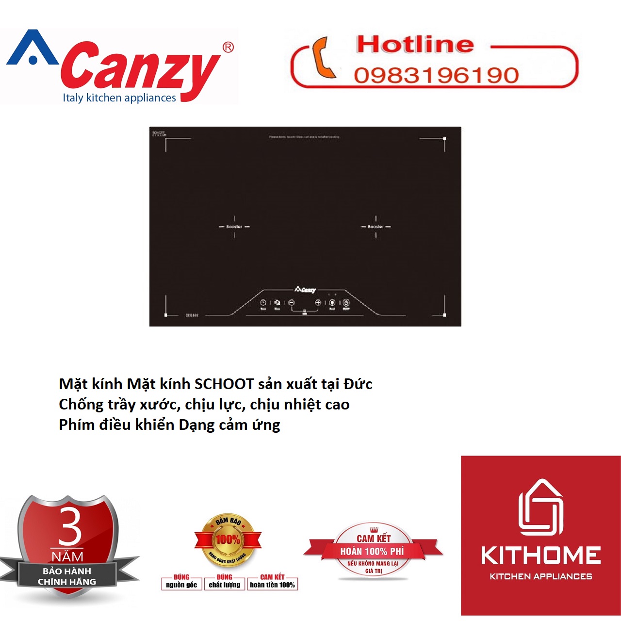 Bếp Từ Đôi Canzy CZ-QD02 - Hàng Chính Hãng