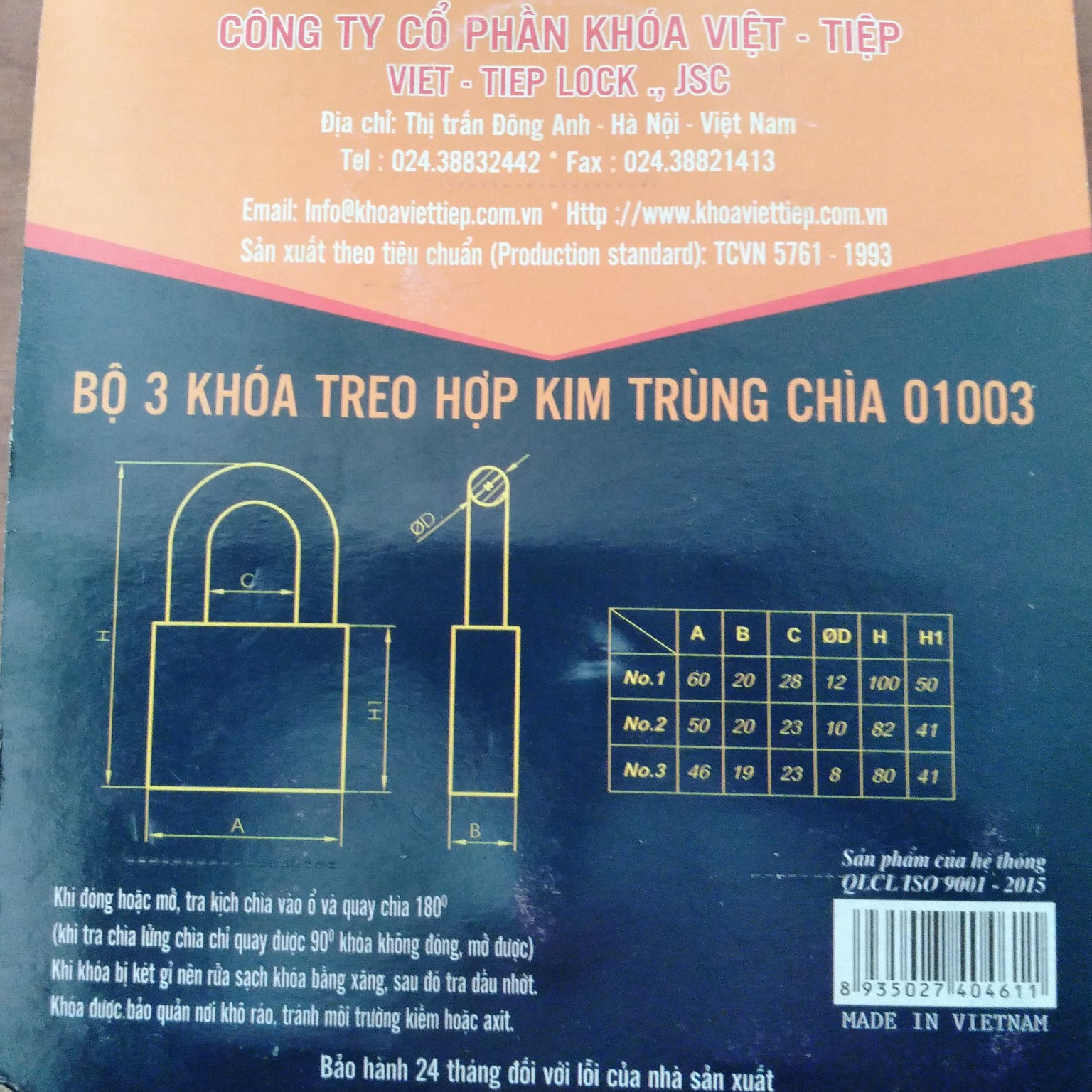 Combo 3 khóa chung chìa Việt Tiệp