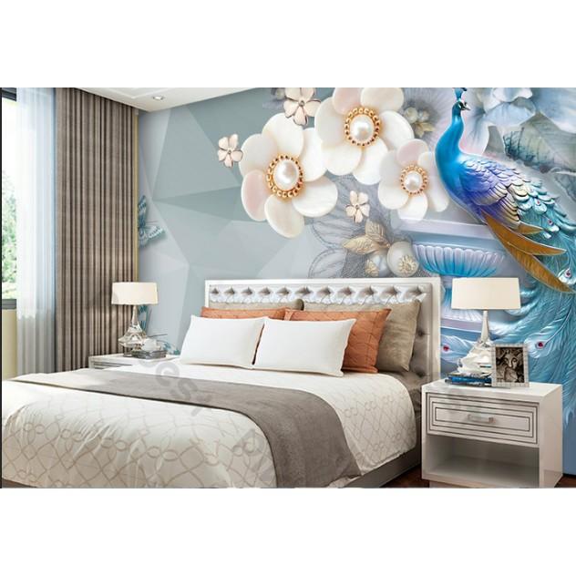 Tranh dán tường Tranh chim công phong cách giản đơn, tranh dán tường 3d hiện đại MS796157