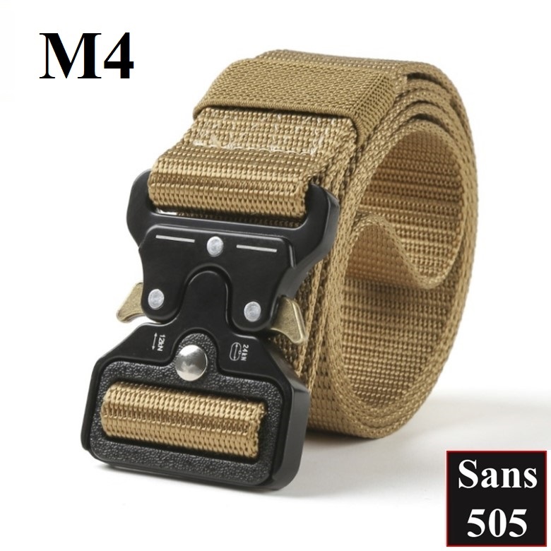 Dây nịt nam dù Sans505 vải bố canvas bền chắc cho lao động du lịch bộ đội màu đen be kaki xanh rêu nâu đỏ họa tiết - Kaki
