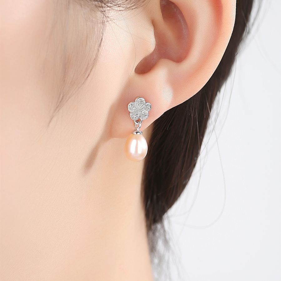 Bông Tai Ngọc Trai Nước Ngọt Thiên Nhiên Cao Cấp - Hoa Anh Đào - Trang Sức Cô Tấm - SAKURA PEARL - CTJ4010