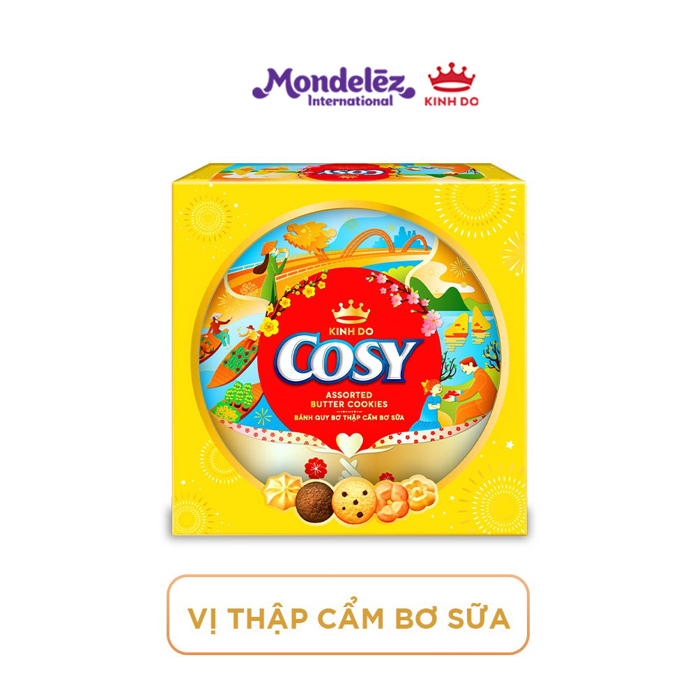 Bánh quy Cosy Tết Thập cẩm bơ sữa, hộp thiếc quà Tết 378g