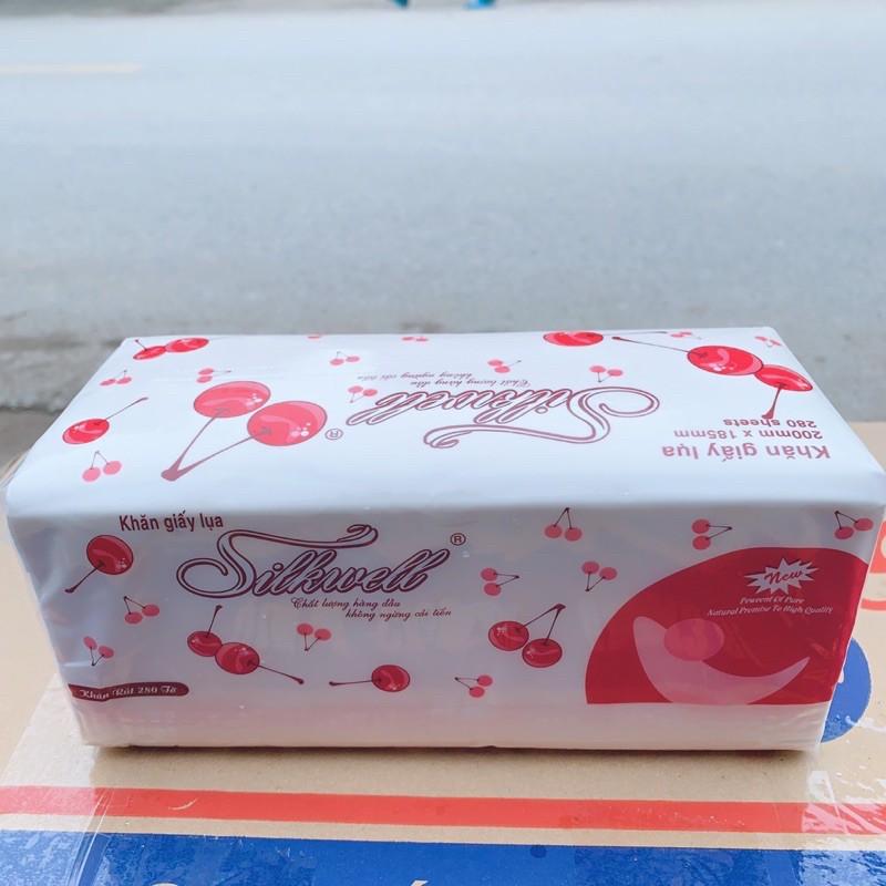 Khăn giấy rút silkwell 280 tờ Cherry đỏ