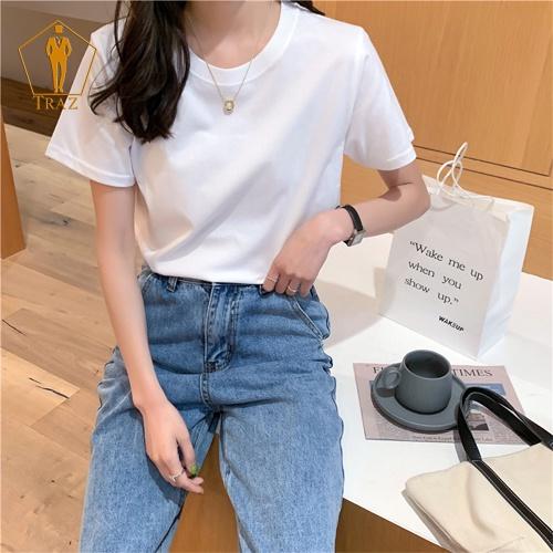 Áo Thun Phông Nữ TRAZ Basic Màu Trắng, Đen, Be, Co Giãn 4 Chiều Free Size, Oversize Form Rộng, Suông