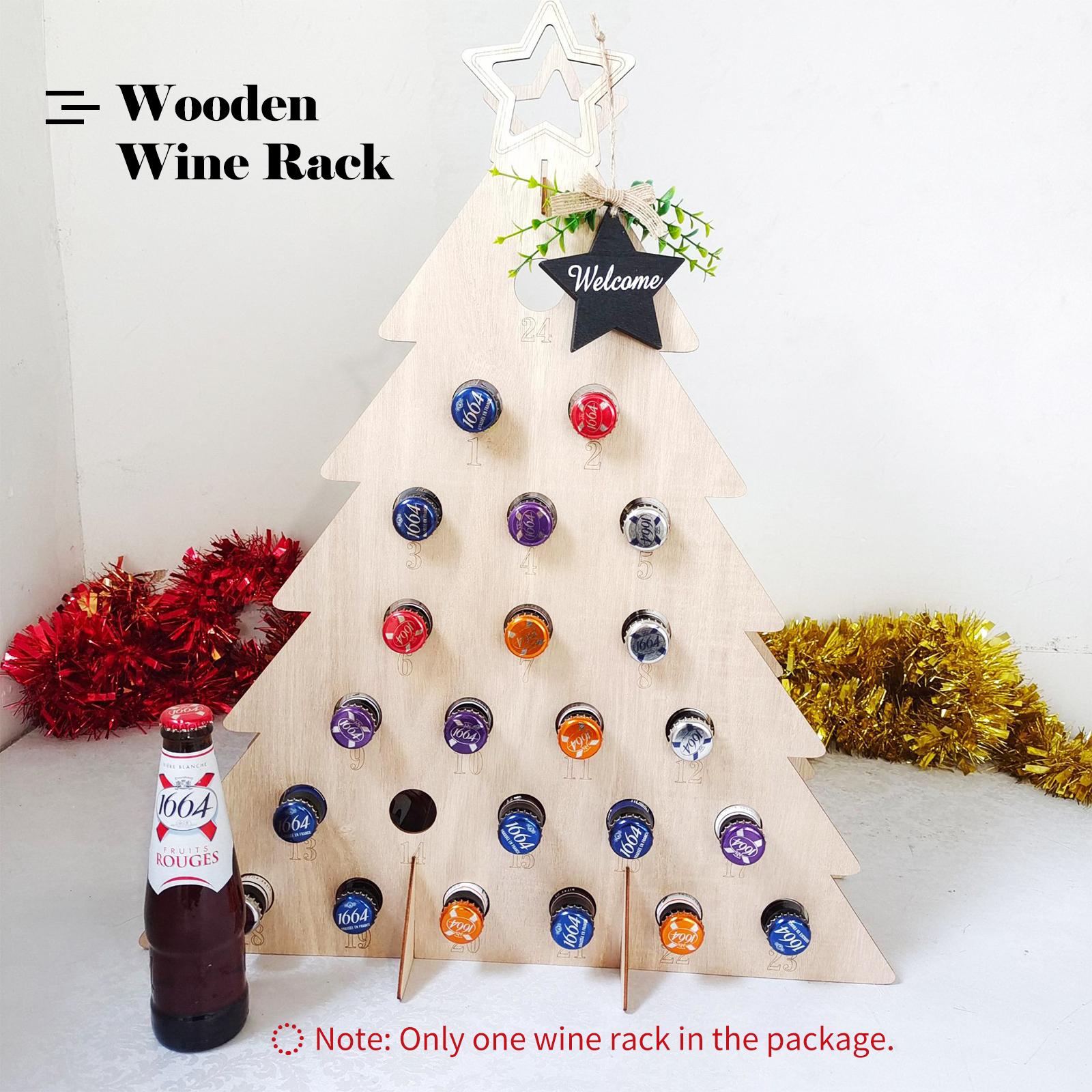 Wooden Wine Rack for 24 Bottles of Mini Wine/Beverages Christmas Tree Wine Rack Festival Decoration