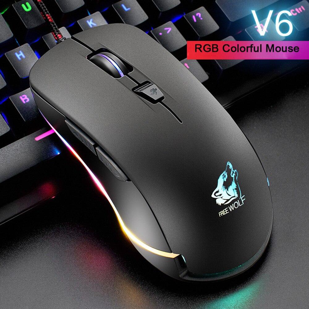 CHUỘT GAMING LED RGB ĐỔI MÀU FREE WOLF V6 VINETTEAM Macro Độ Nét top EBAY AliExpress Wish-HÀNG NHẬP KHẨU