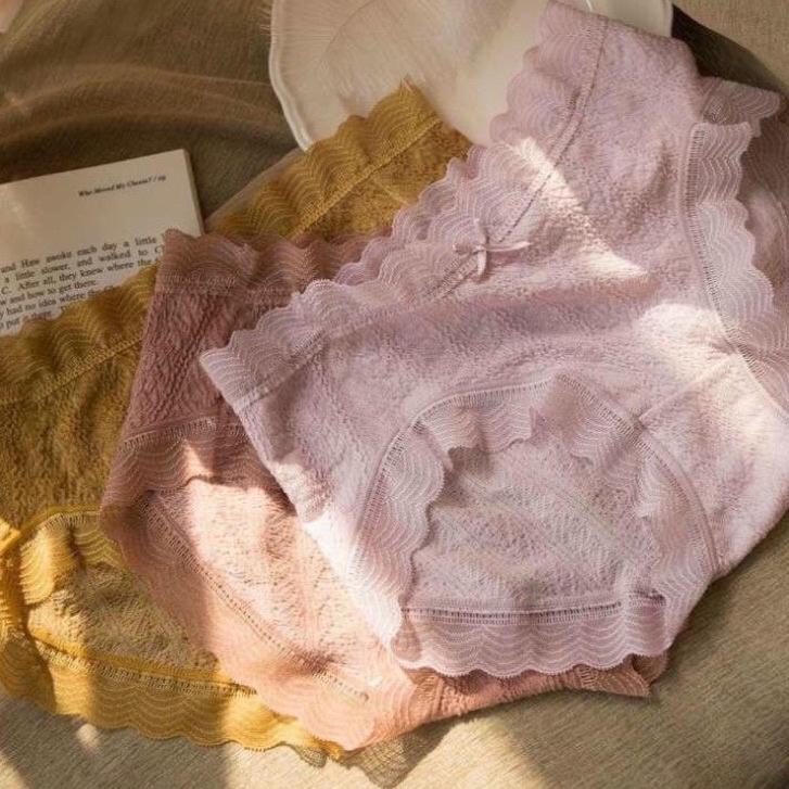 Mẫu mới hot - Quần lót cotton phối ren nơ quyến rũ 046