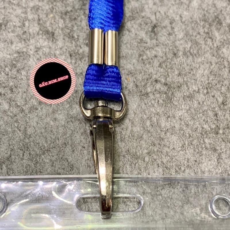 Bộ dây đeo thẻ tên - dây lụa móc sắt 1cm kèm bảng tên nhựa dẻo cao cấp