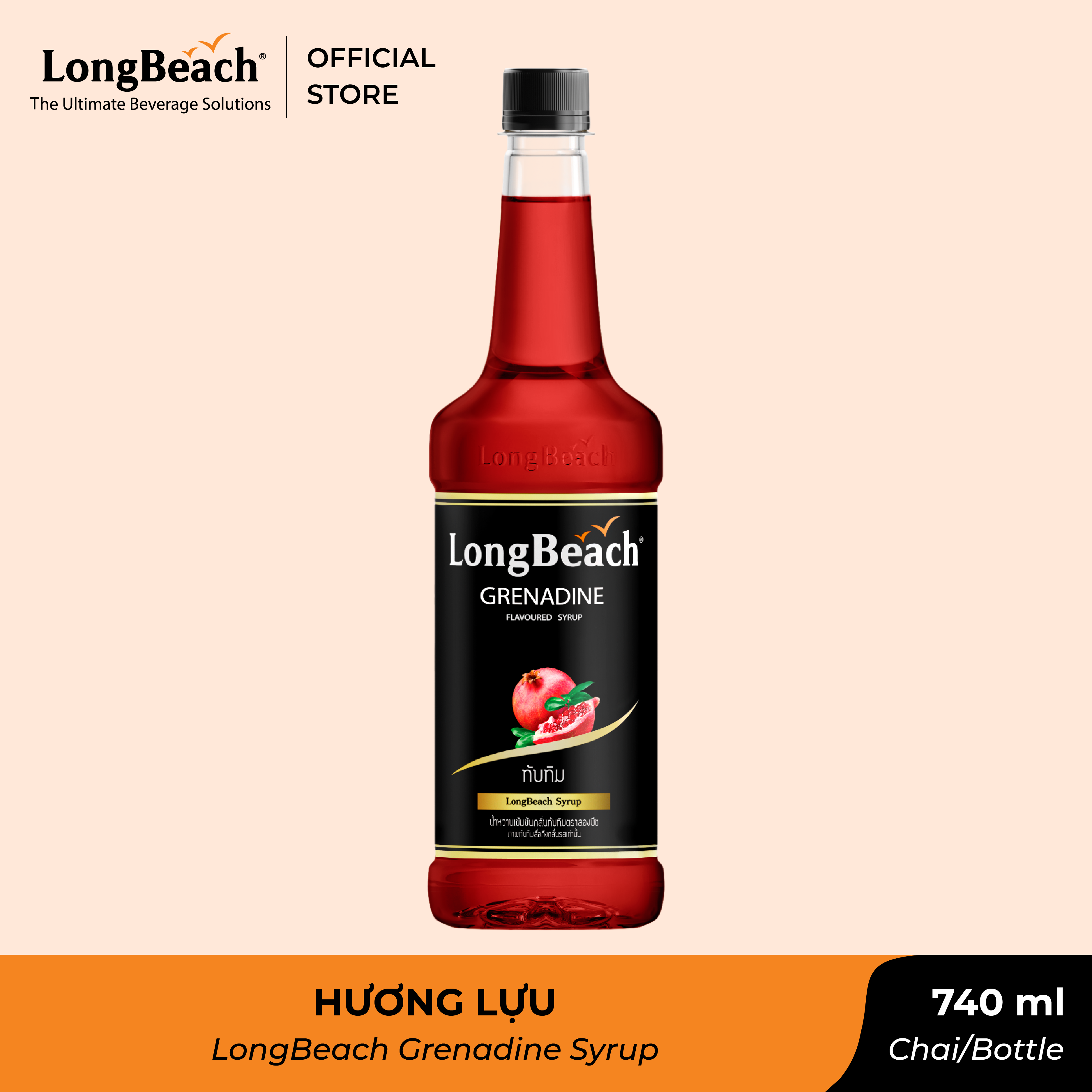 Siro Lựu - LongBeach Grenadine Flavoured Syrup 740 ml