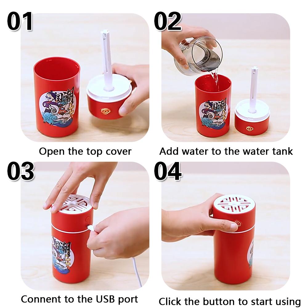 Máy tạo ẩm không khí USB không dây trên ô tô 400ml, máy khuếch tán hương thơm bằng sóng siêu âm, máy tạo ẩm tinh dầu di động, thích hợp cho văn phòng gia đình