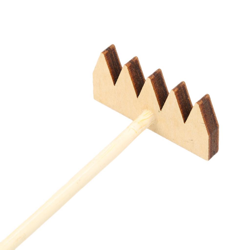 2x Japanese Style Natural Bamboo Rake for Zen Garden Sand Home Decoration