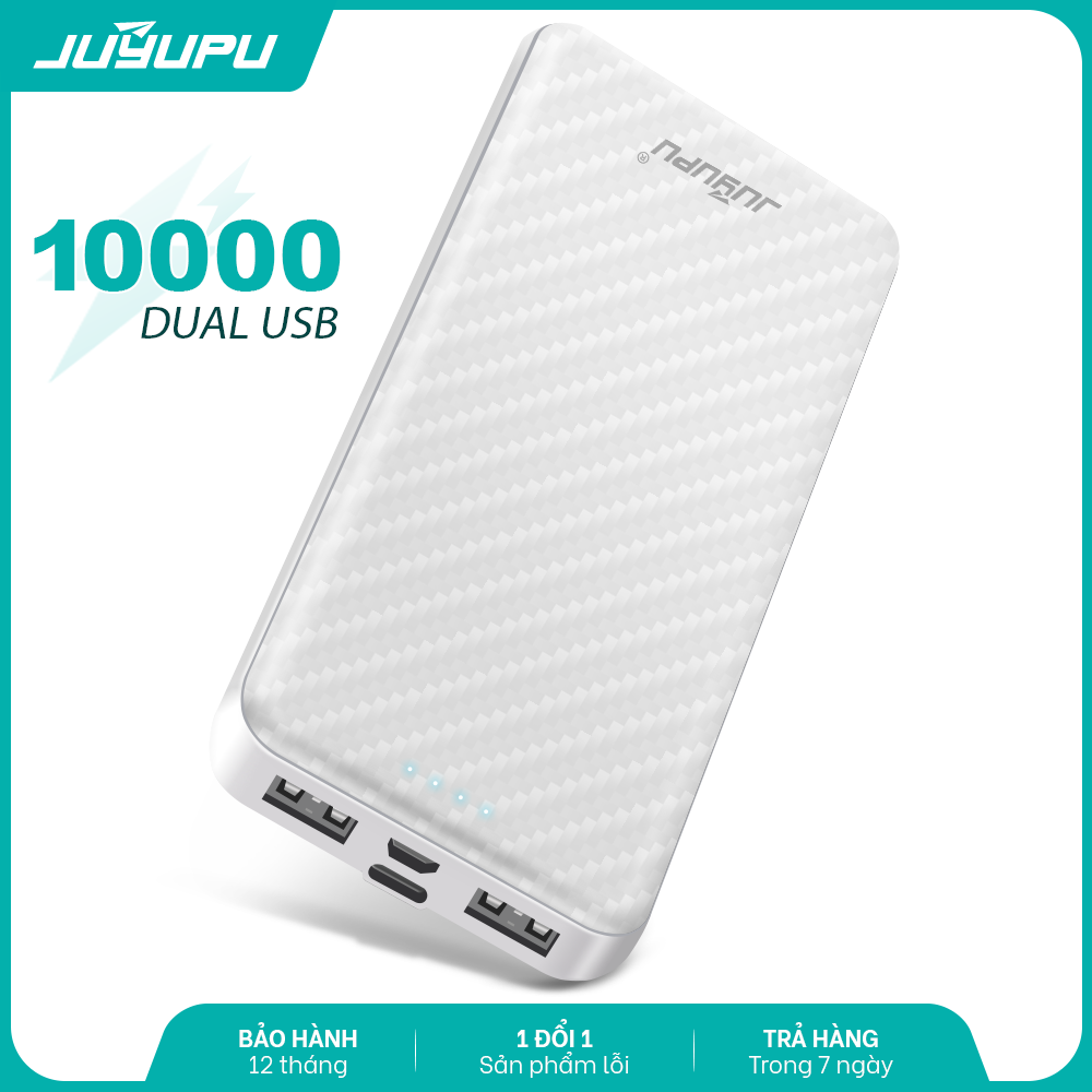 Pin sạc dự phòng JUYUPU X180 10000mAh đèn led báo hiệu mini mỏng gọn dành cho iPhone Samsung OPPO VIVO HUAWEI XIAOMI - HÀNG CHÍNH HÃNG