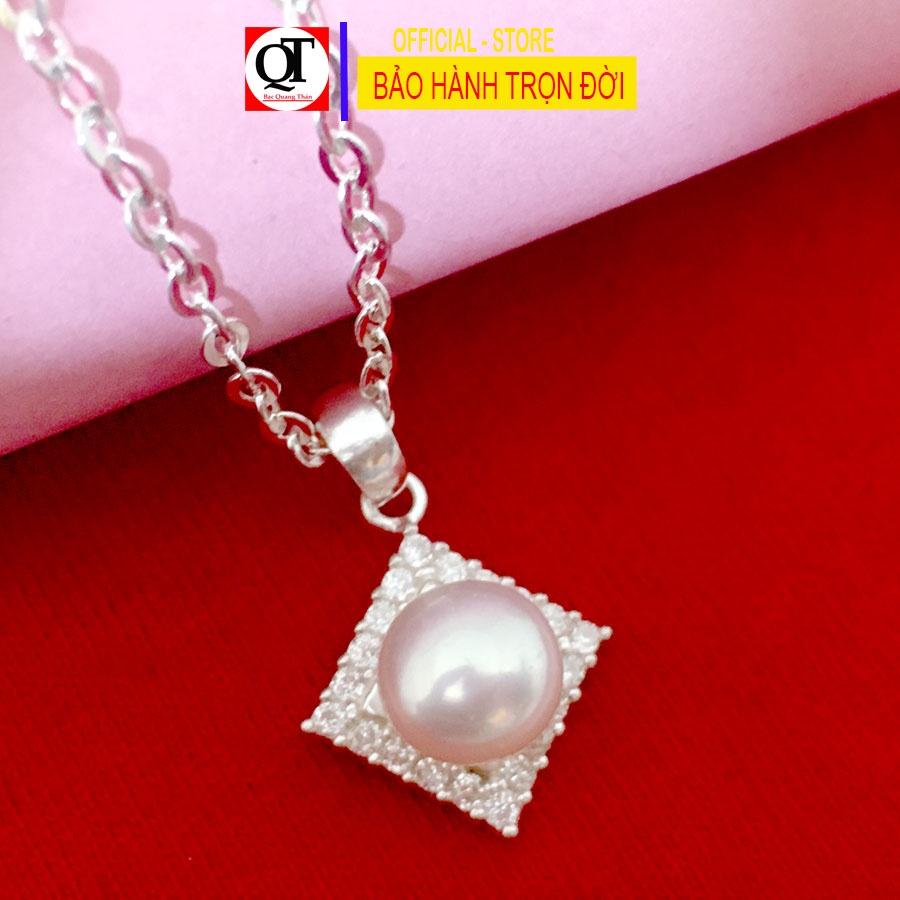 Dây chuyền nữ bạc 925 mặt dây gắn ngọc size 6ly cao cấp phong cách thời trang trang sức Bạc Quang Thản - QTBTS19