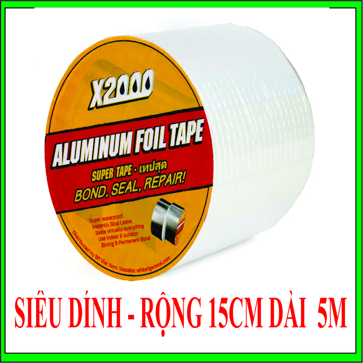 Băng keo X2000, dán trần nhà, dán tường, dán mái tôn, dán bể nước, ống nước, xô, chậu, bể bơi, phao bơi, bạt đầm nuôi tôm và các vết nứt, vết rạn ở mọi vật dụng khổ 15cm x 5m