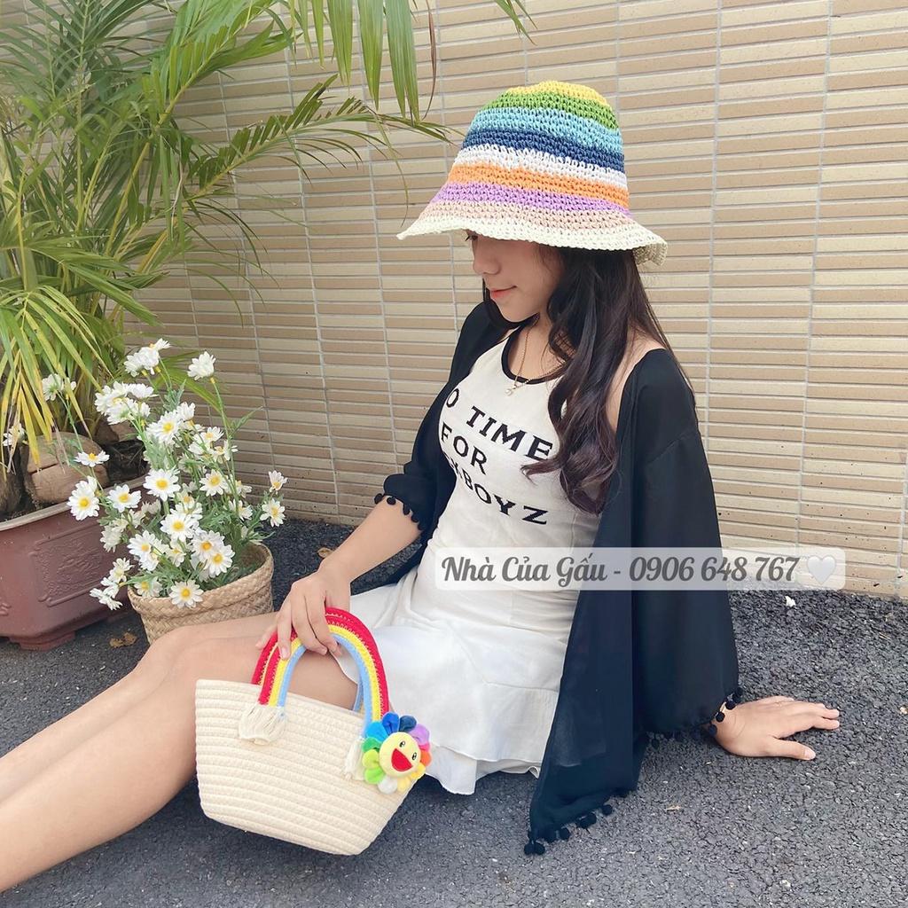 Túi cói cầu vồng xinh xỉu