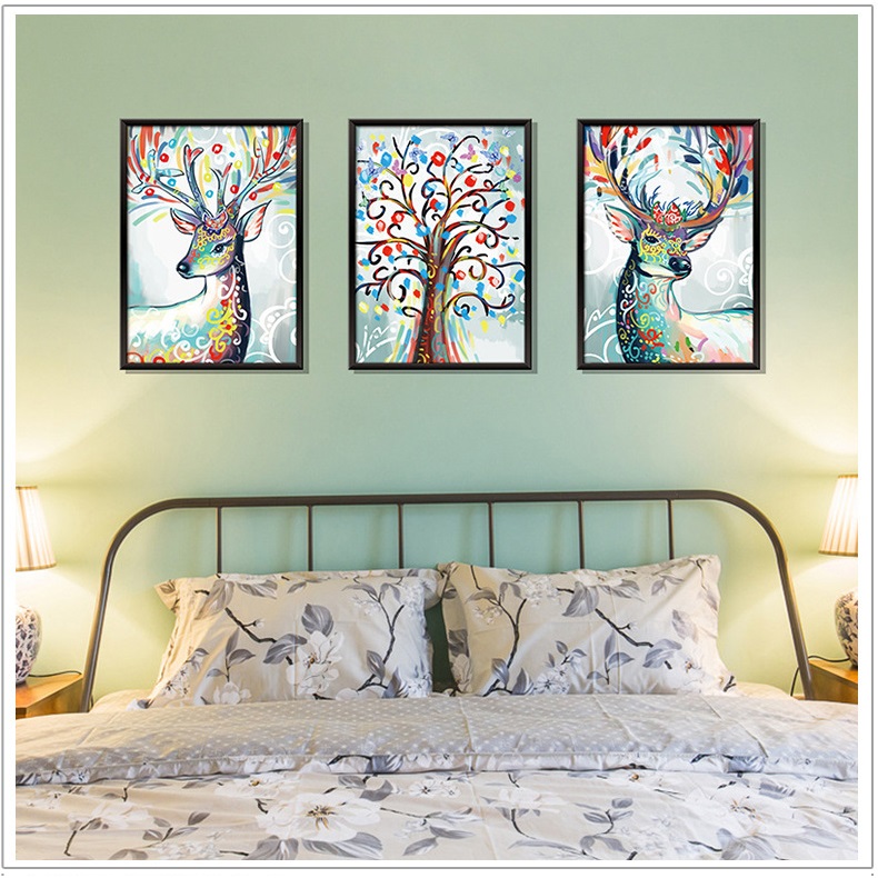 Decal 3D dán tường tranh con hươu đẹp, rẻ, bền trang trí phòng khách, phòng ngủ