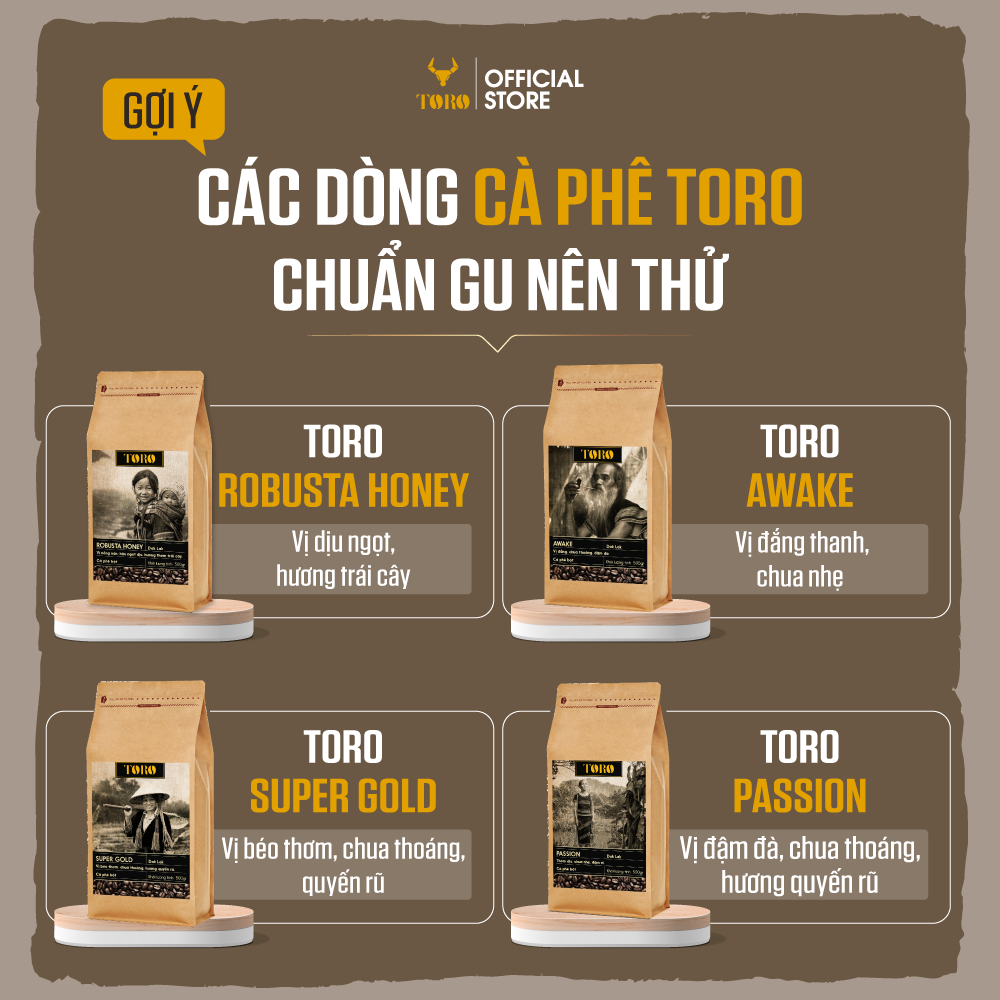 [1kg] Bộ 2 Cà Phê Bột Toro Super Brown Nguyên Chất 100% | 500gr/gói | TORO FARM