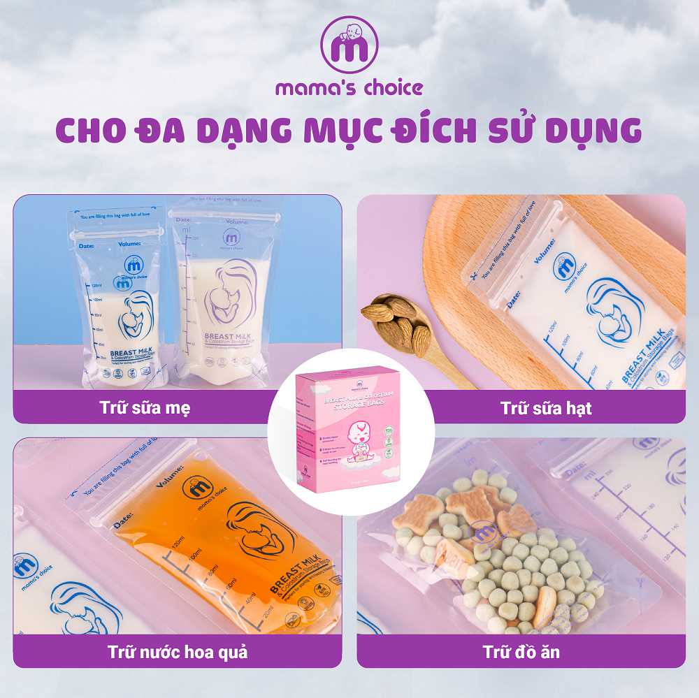 Túi Trữ Sữa Và Bảo Quản Sữa Mẹ Mama’s Choice, Bịch Đựng Sữa Mẹ, Có Khóa Zip Tiện Lợi An Toàn, Lẻ 10 Túi