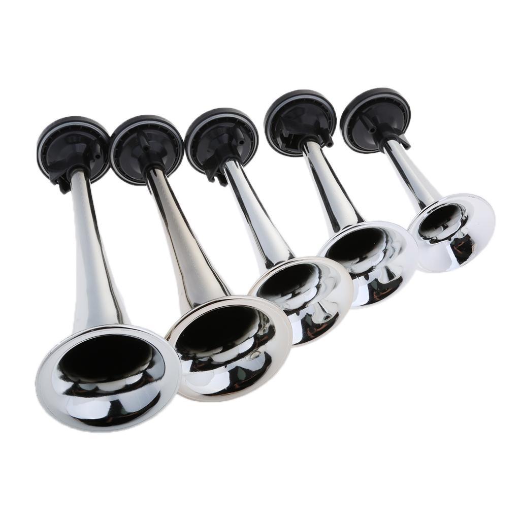 12V/24V 125db Air Horn, Zinc 5 Trumpet Air Horn with Motor for 12V 24V Cars Van