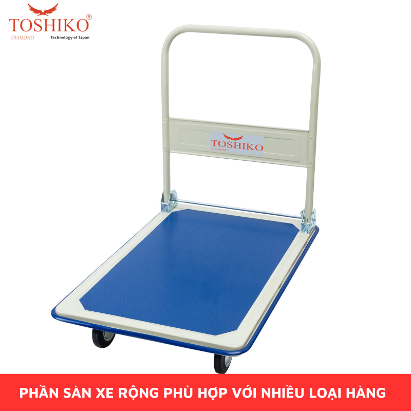 Xe Đẩy Hàng, Kèo Hàng Gấp Gọn 4 Bánh Toshiko Tải Trọng 150kg và 300kg Sàn Thép Bảo Hành 36 Tháng