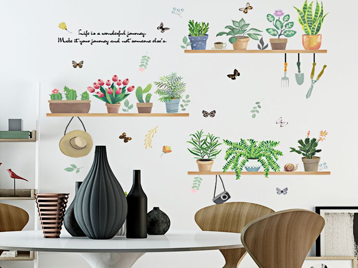 Decal dán tường kệ cây máy ảnh