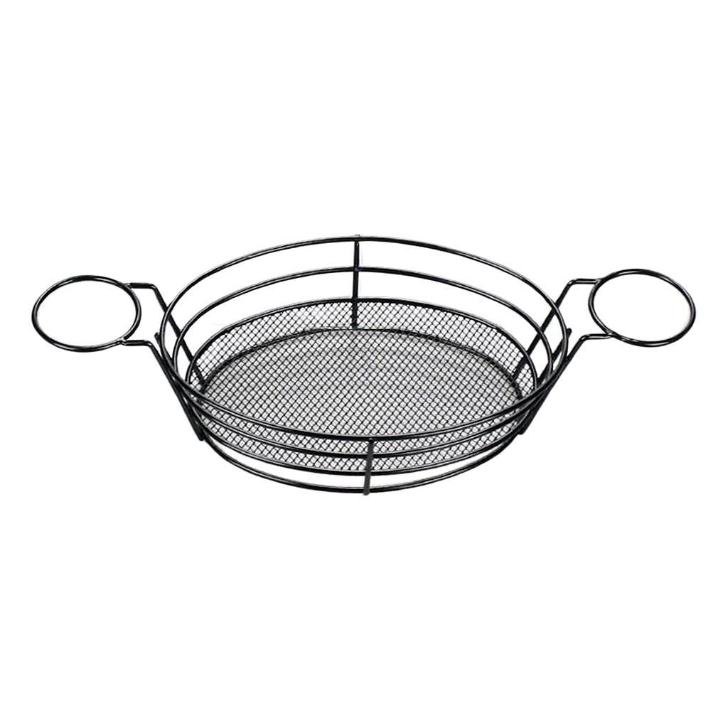 2x Stainless Steel French Fries Chips Appetizer Serving Basket Sauce Holder