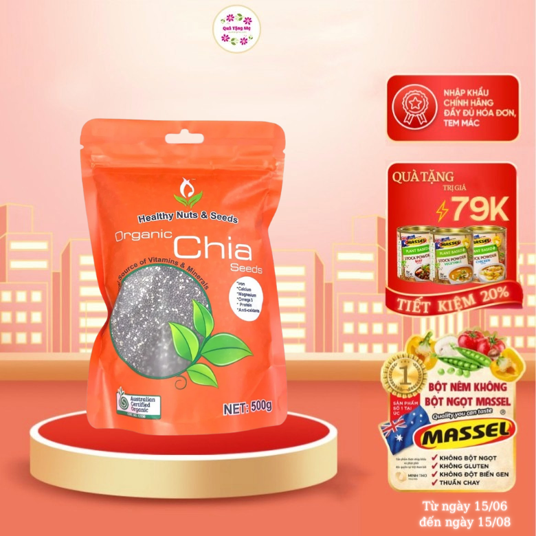 Hat Chia Úc Healthy Food &amp; Nuts Organic Giàu dinh dưỡng mang lại nhiều tác dụng tốt cho sức khỏe - (500g) - QuaTangMe Extaste