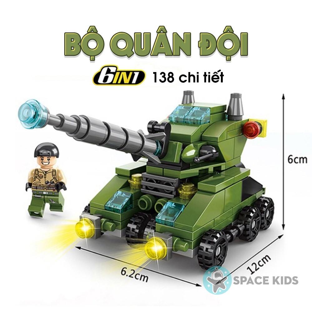 Đồ chơi Xếp hình Lego 6 trong 1 xe tăng Quân đội Lele Brother, ghép hình lego giá rẻ cho bé