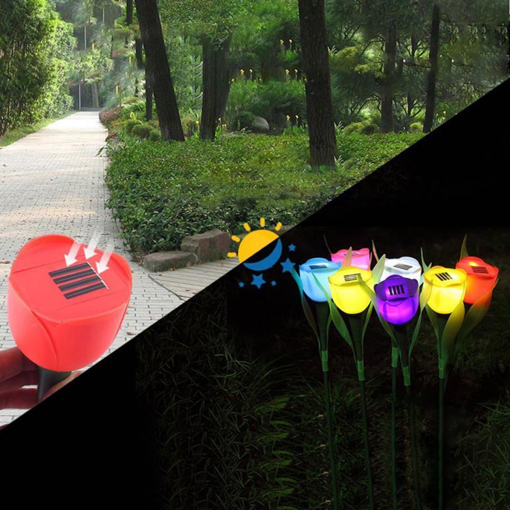 4 Pieces Solar Powered LED Lantern Flower Lights Outdoor Garden