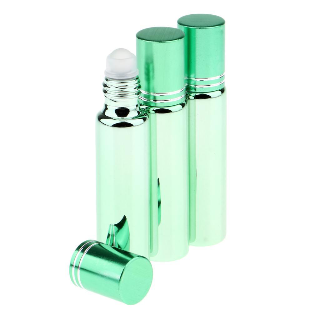 3x Empty Refillable Container Essential Oil Roller Bottles Vials 10ml