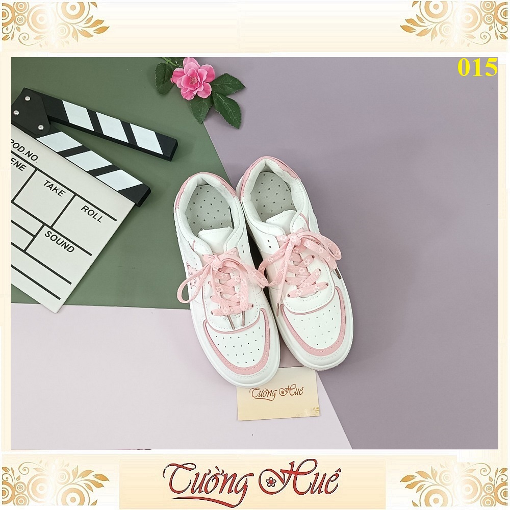 Giày Thể Thao Nữ Đế Bánh Mì Họa Tiết Hoạt Hình Phối Dây Màu - Hàng Quảng Châu - 015