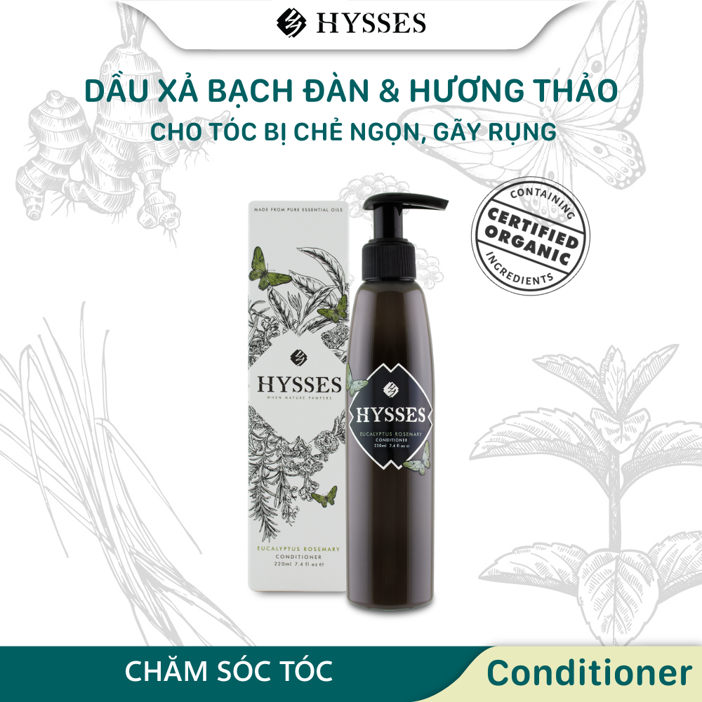 Dầu Xả Tinh Dầu Cao Cấp Hysses Phù Hợp Cho Tóc Dầu, Làm Dày Mượt, Hỗ Trợ Tình Trạng Gàu, Ngăn Gãy Rụng, Tăng Cường Phát Triển Tóc Với Bạch Đàn và Hương Thảo Hữu Cơ Tự Nhiên