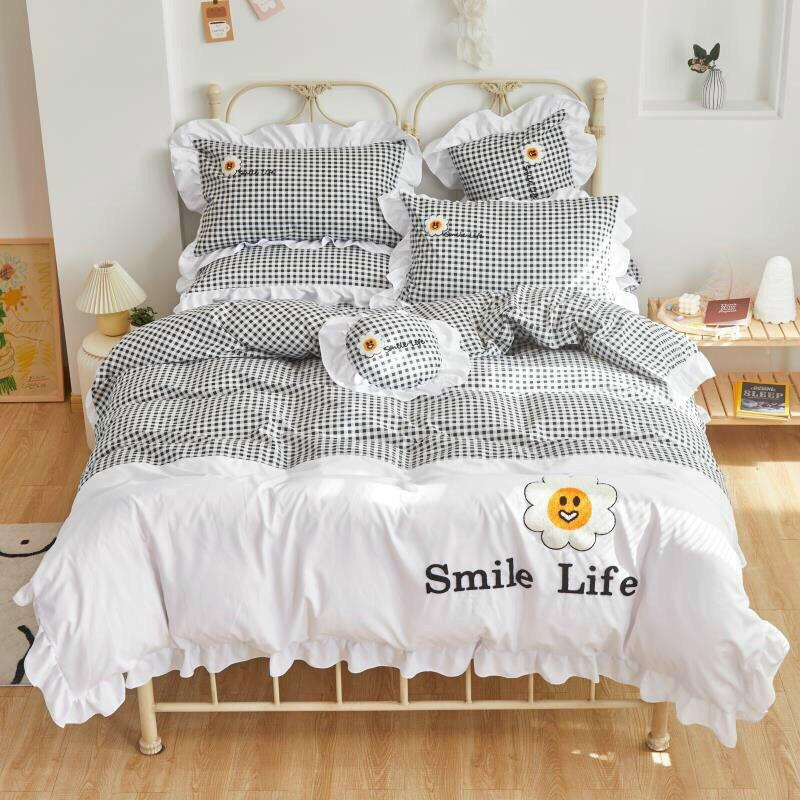 Bộ chăn ga gối chăn trần 100% cotton 4 món
