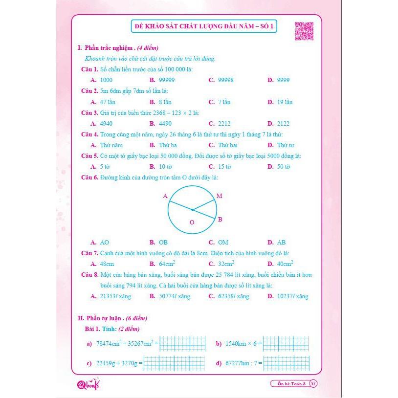 Sách - Ôn Hè Toán Lớp 3 - Dành cho học sinh lớp 3 lên 4 (1 cuốn)