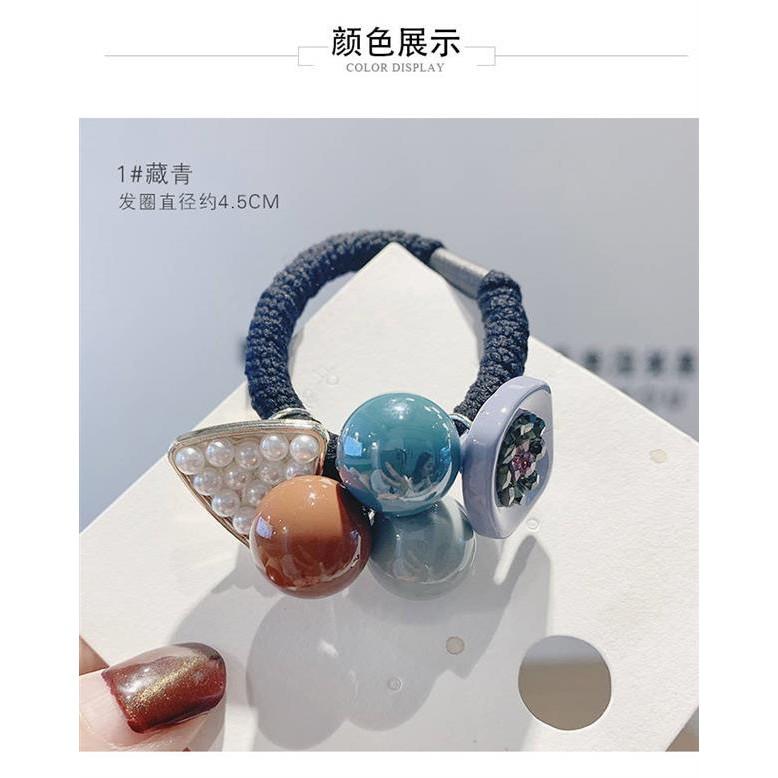 Dây Buộc Tóc Hàn Quốc Đính Hạt Cườm Màu Sắc Sang Chảnh
