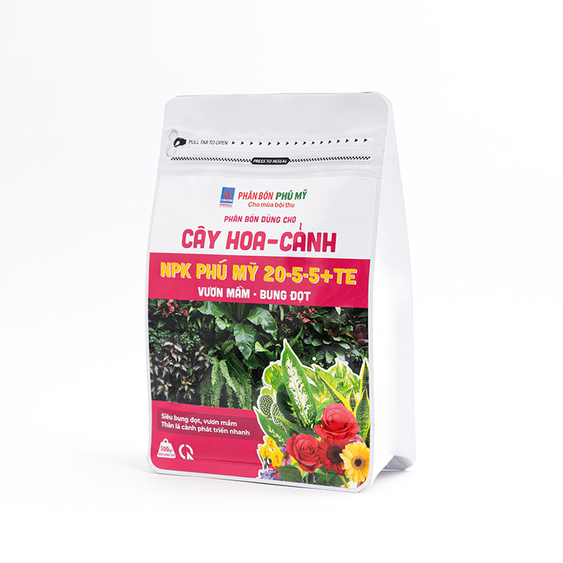 Phân bón NPK Phú Mỹ 20-5-5+TE dùng cho cây Hoa – Cảnh