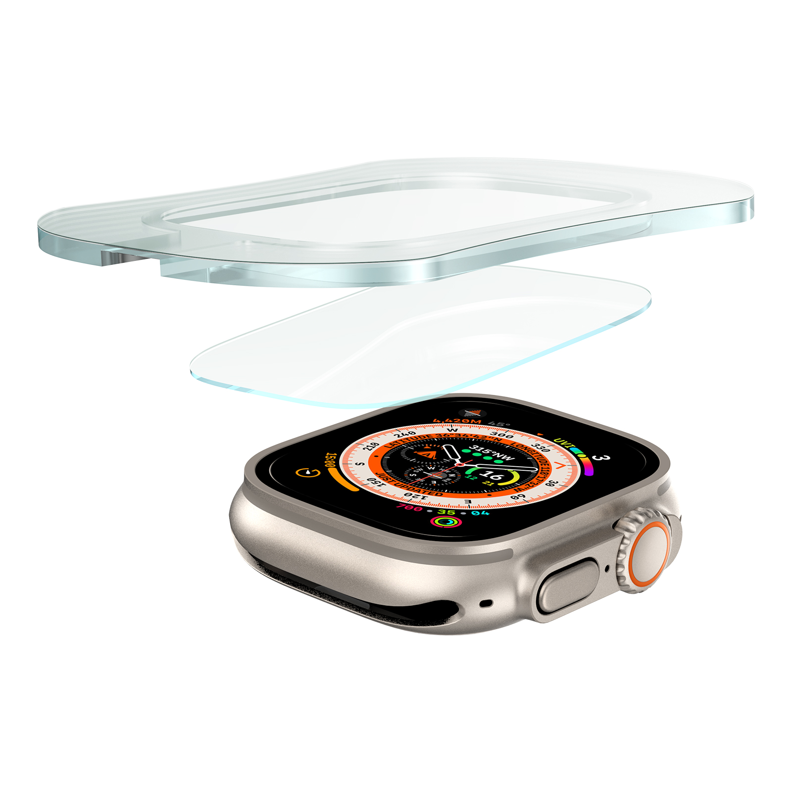 Miếng Dán Màn Hình Kính Cường Lực cho Apple Watch Ultra / Apple Watch Ultra 2 49mm - Hàng Chính Hãng
