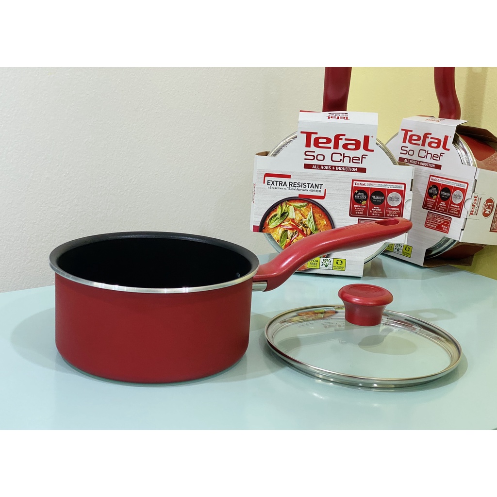 Quánh chống dính đáy từ Tefal So Chef G1352395 18cm có nắp Nồi nấu bột tefal so chef 18cm - Hàng chính hãng