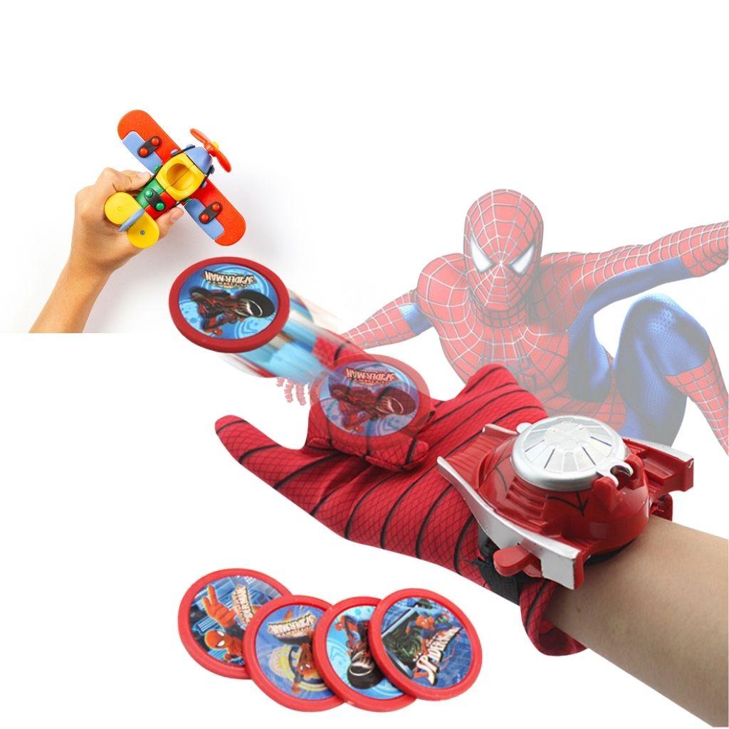 Găng tay người nhện, đồ người nhện cho bé trai, găng tay bắn đĩa siêu nhân, đồ chơi cho bé Spiderman
