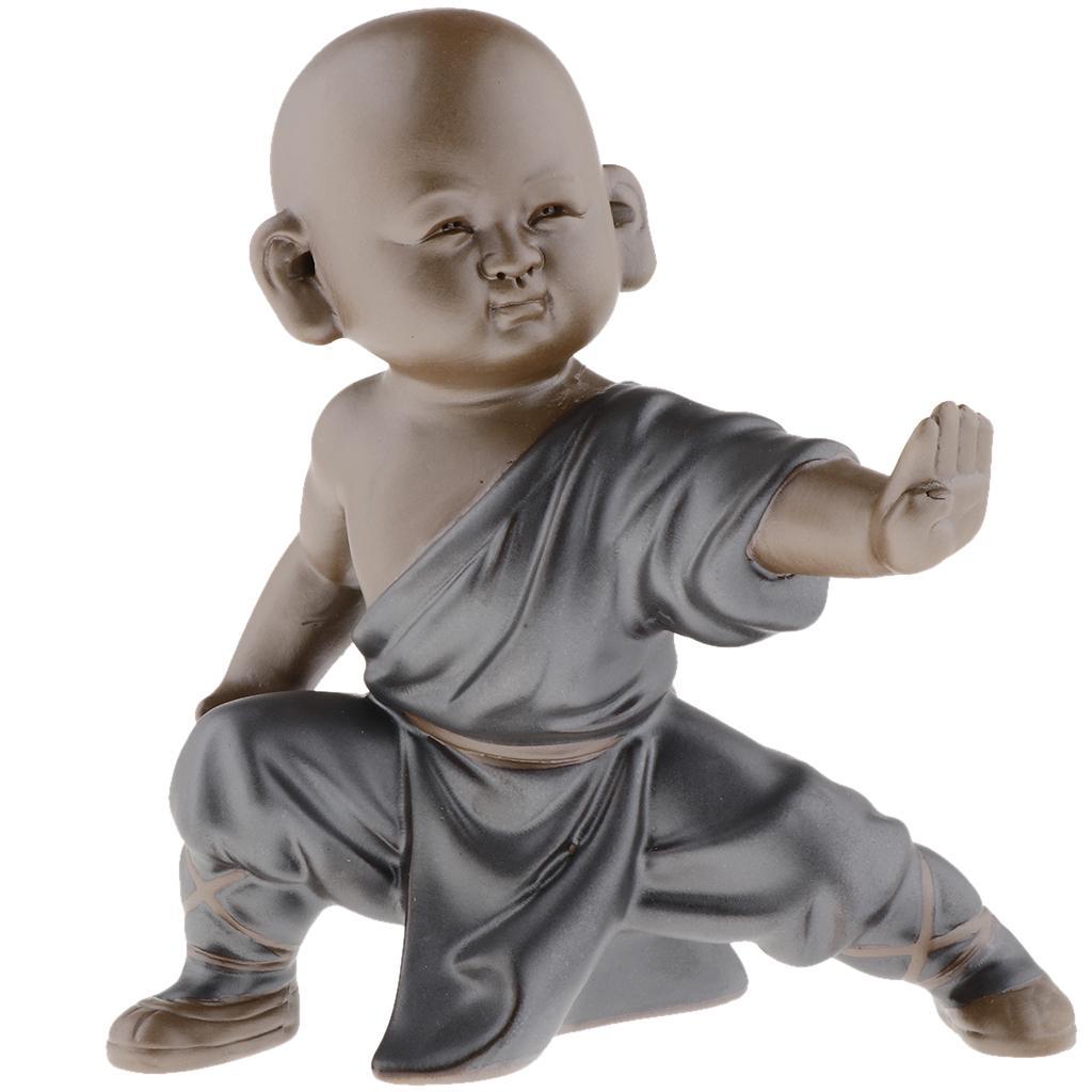 Ceramic Small Buddha Statue kung fu Monk Figurine Tea pet Ornaments