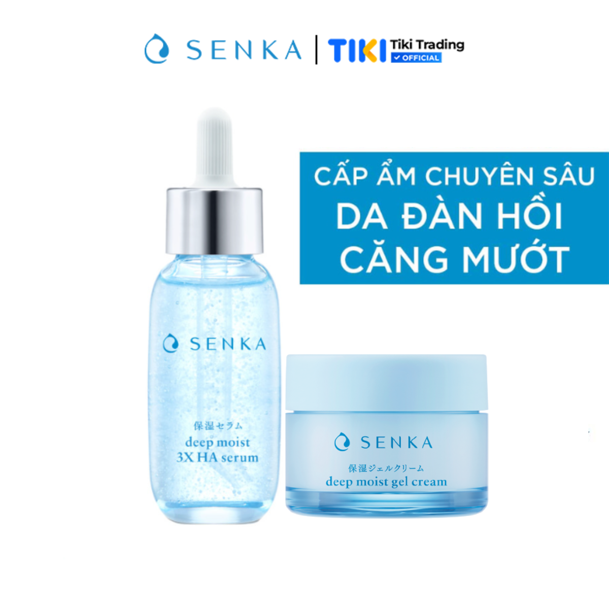 [HOT DEAL] Bộ Serum HA &amp; Mặt Nạ Ngủ Cấp Ẩm Không Cồn - Da Căng Mướt (SENKA DEEP MOIST 3X HA SERUM 30ML &amp; GEL CREAM 50G)