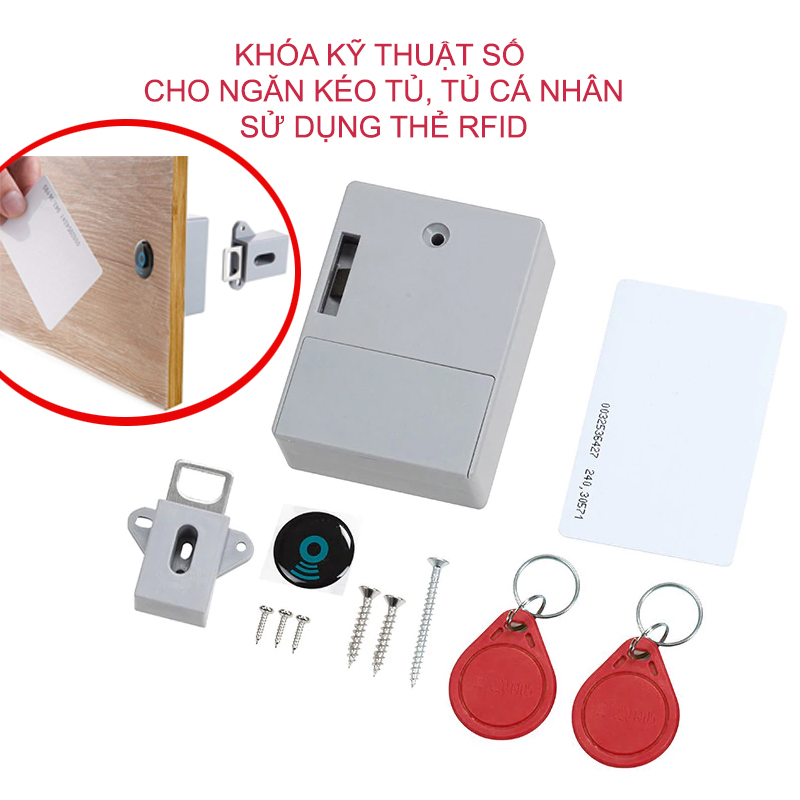 Khóa ngăn kéo bàn, tủ cá nhân sử dụng thẻ từ ID RFID kèm 3 thẻ