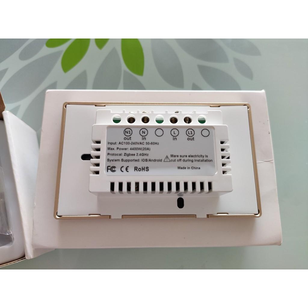 Công tắc thông minh điều khiển bình nóng lạnh máy lạnh viền nhôm cao cấp Zigbee 20A 4400W Tuya